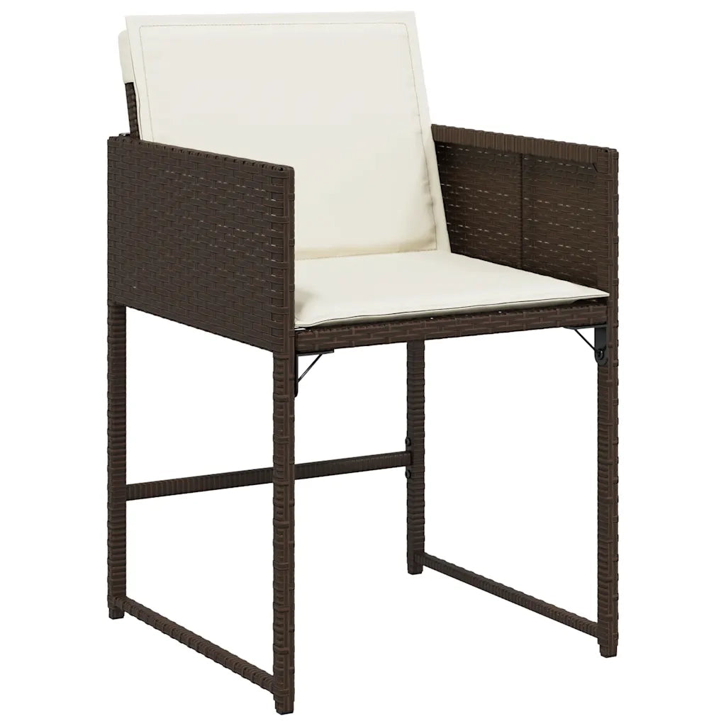 Set da Pranzo da Giardino 15 pz con Cuscini Marrone Polyrattan 3278180