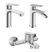 Set rubinetti lavabo bidet e vasca in ottone cromo con piletta click clack linea Vegas