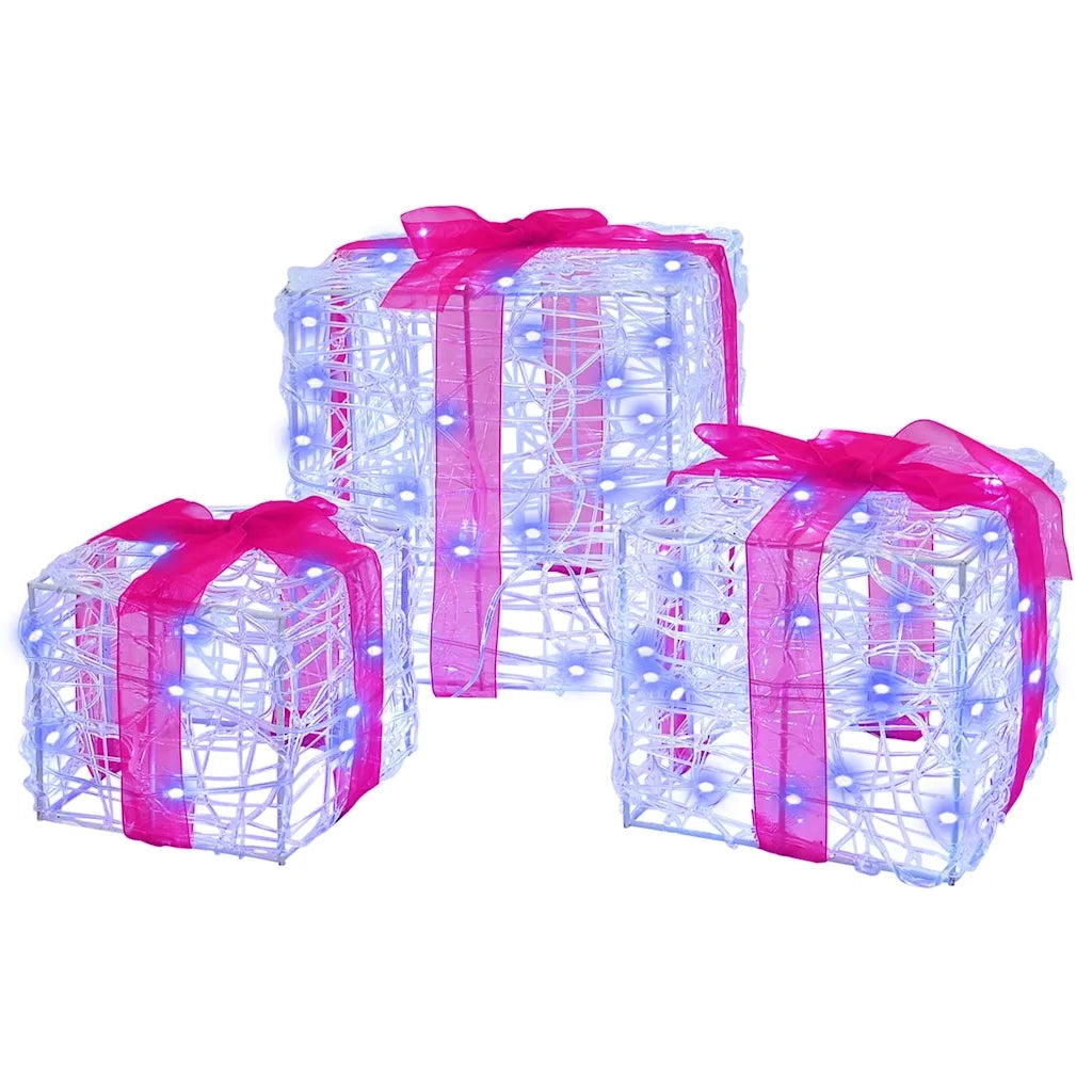 Scatola Regalo 3 pz 60 LED Blu 20 x 20 x 20 cm Acrilico 42019093