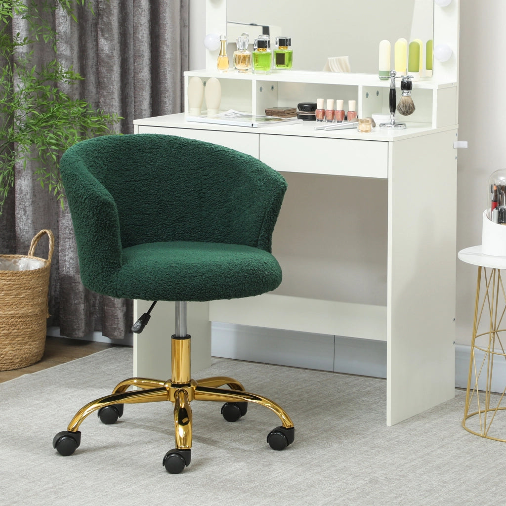 Sedia Girevole da Ufficio in Velluto ¨C Zephmum ¨C Verde Scuro, Struttura Acciaio