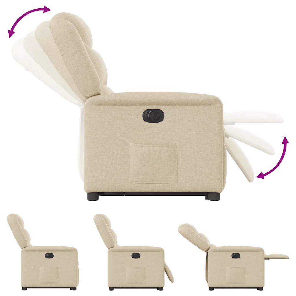 Poltrona Alzapersona Reclinabile Elettrica Crema in Tessuto 3303222