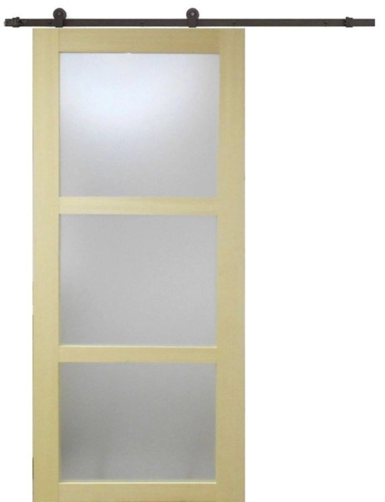 Porta scorrevole smaltata Ayous impiallacciato 3 vetri H204 x L73 + guida a ruota