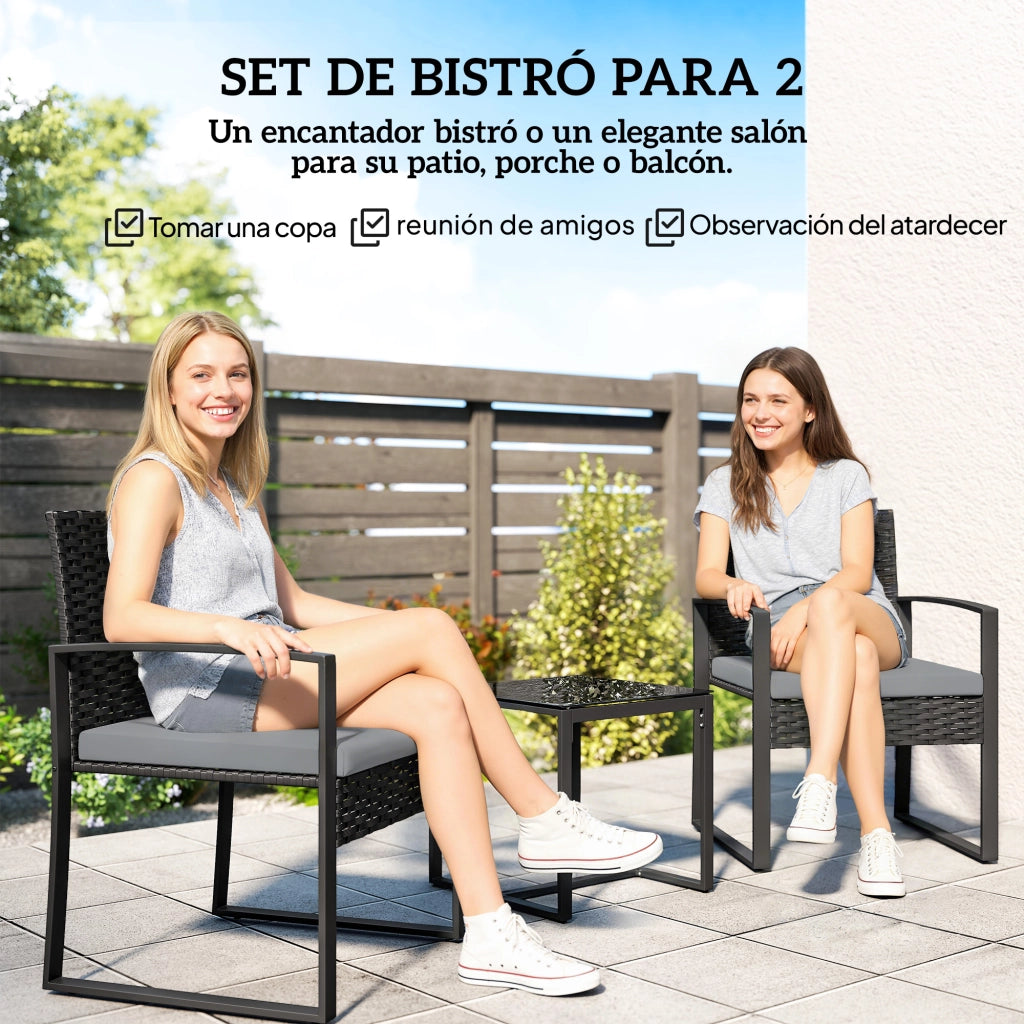 Set Giardino Rattan Sintetico ¨C Zephmum ¨C Grigio, Polipropilene, 6 Pezzi con Cuscini