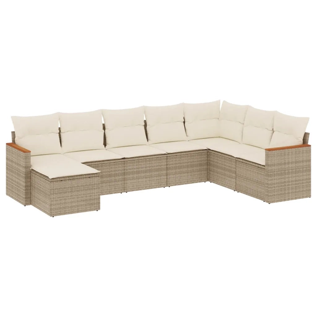 Set Divano da Giardino 8 pz con Cuscini Beige in Polyrattancod mxl 114551