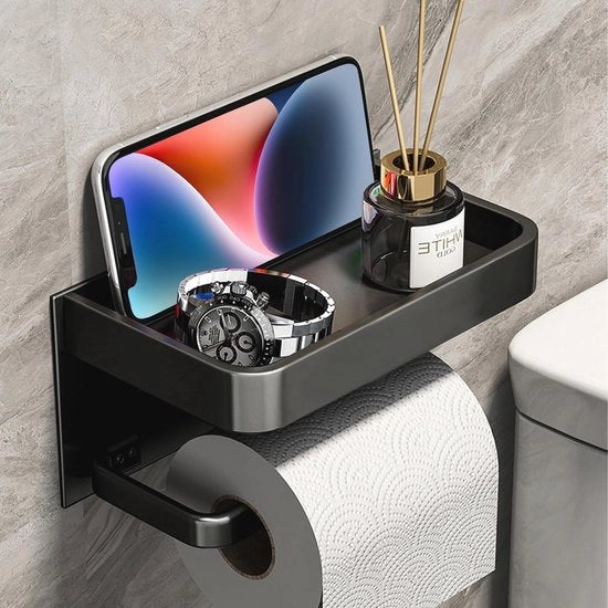 Sostegno per carta igienica senza foratura con pannello - Supporto in acciaio inossidabile per bagno e cucina