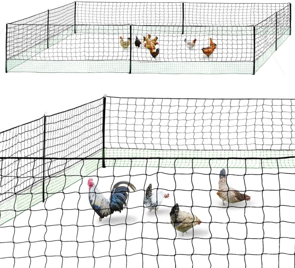 Kit recinzione rete per galline 24 m con porta 9 picchetti doppia punta