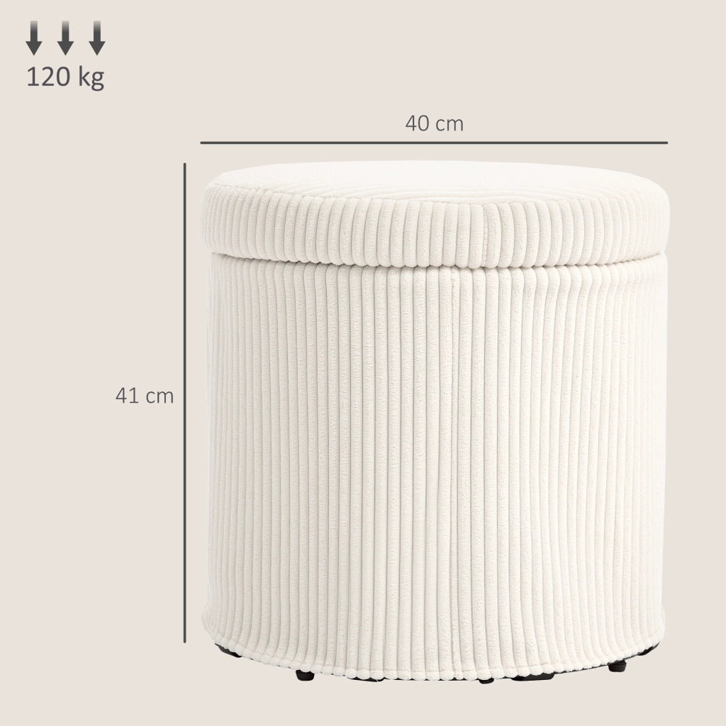 Pouf rotondo imbottito in velluto con struttura in metallo ¨C Zephmum ¨C Beige ?40x41 cm