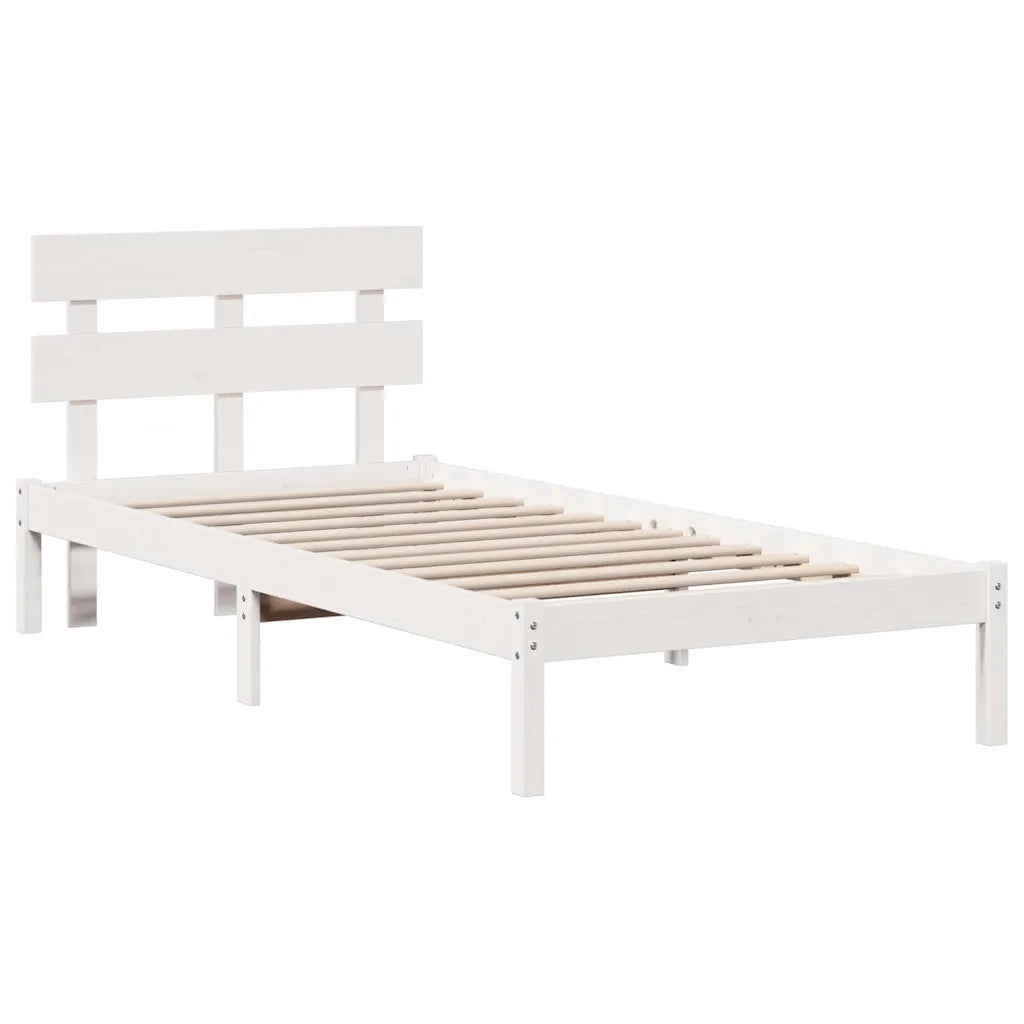 Struttura del letto Bianco 100 x 200 cm Legno massello di pino 872141