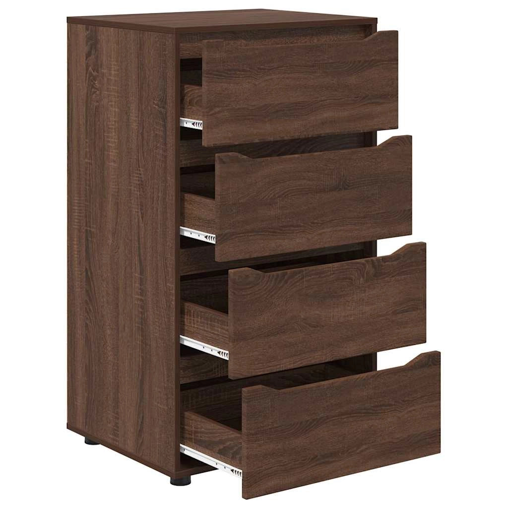 Set di 2 mobili contenitori rettangolari funzionali 60 x 48 x 105 cm in legno di rovere marrone ingegnerizzato 02_0056193