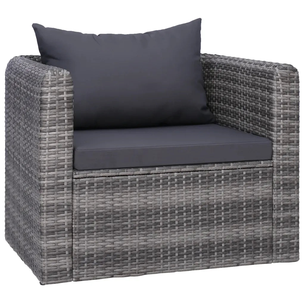 Set Divani da Giardino 6 pz con Cuscini in Polyrattan Grigio cod mxl 39221