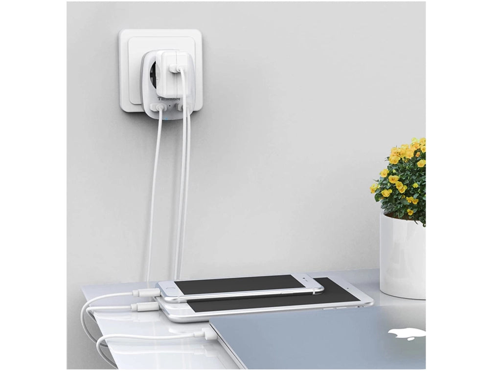 Tessan Adattatore da Viaggio Presa Europea Tedesca con 2 USB 2.4A e Presa Schuko