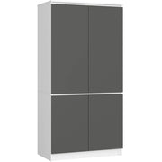 Armadio AKORD S90 4 ante Bianco inserto frontale Grigia Grafite 90x51x180 cm