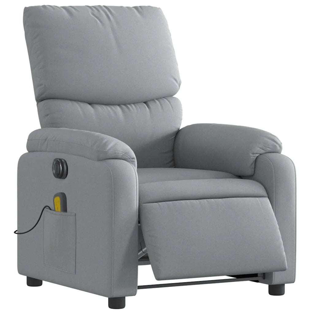 Divano Sedia-Poltrona Reclinabile Massaggio Elettrica Grigio Chiaro Tessuto 374566