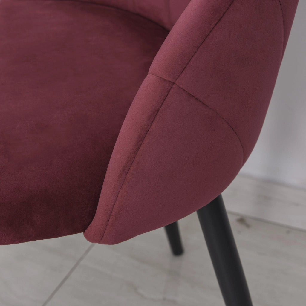 Set 2 Sedie Imbottite 50x54x79 cm in Velluto  Bordeaux