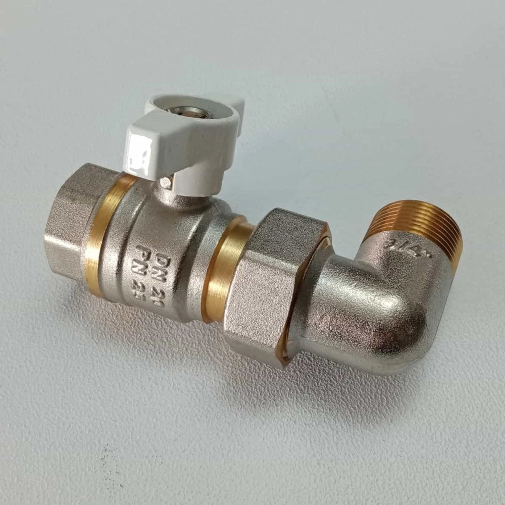 Valvola sfera saracinesca da 1 ad angolo mf leva corta con bocchettone orientabile