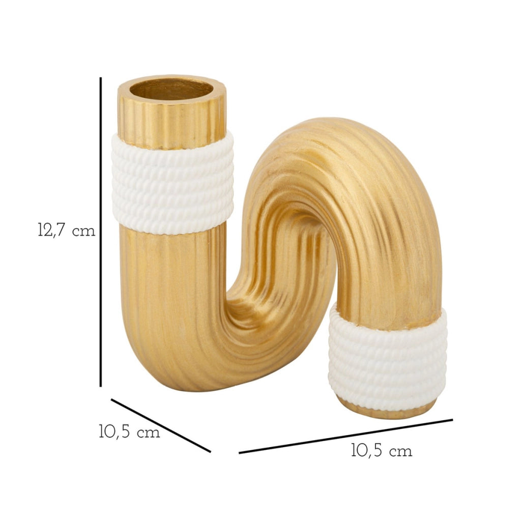 Vaso Decorativo Tubo 1, Oro, Poliestere, 10,5x10,5x12,7 cm