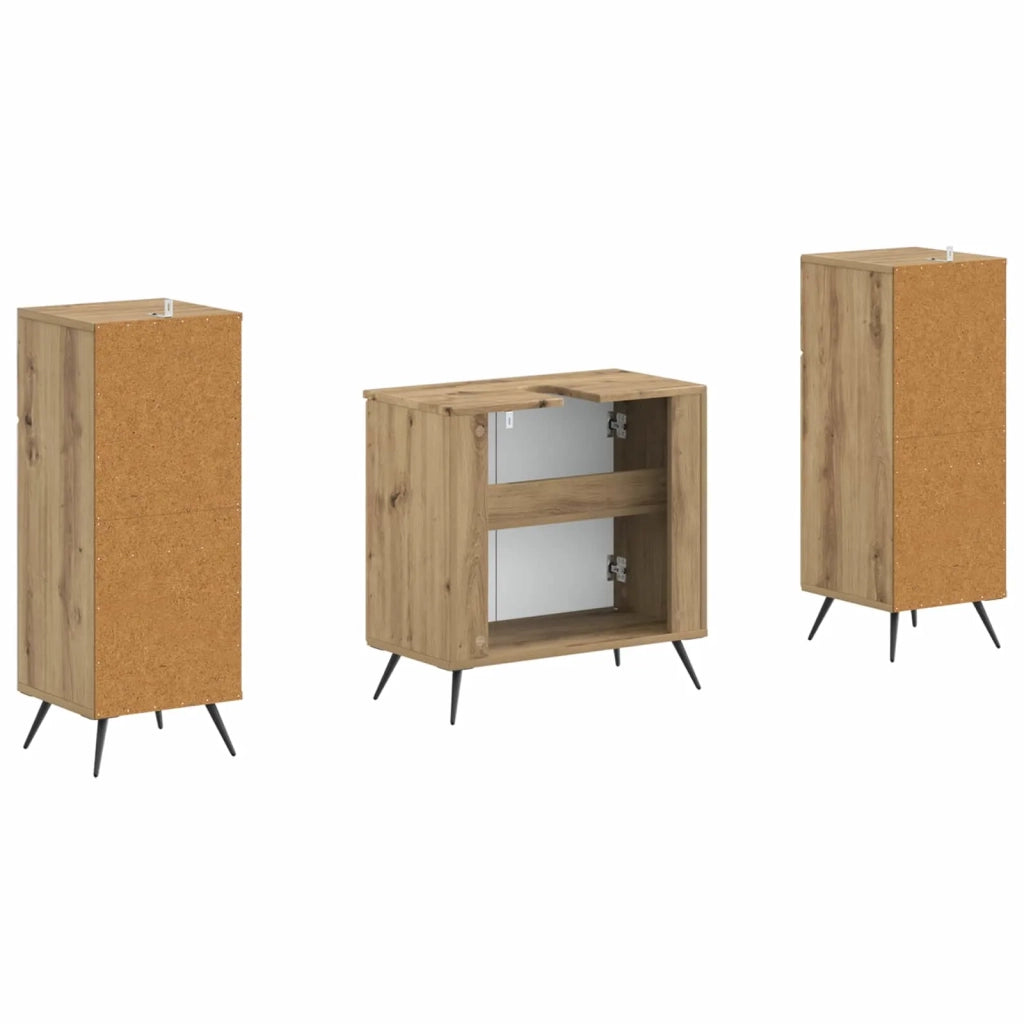 Set di Armadi da Bagno da 2 Pezzi BREDA Rovere Artigianale 3418052