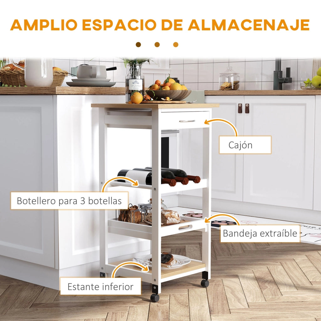 Carrello da cucina 4 livelli ¨C zephmum ¨C 37x37x76 cm bianco