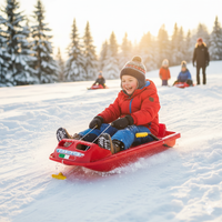 Bob Slittino Bimbo 1 Posto con Freni Slitta Neve per Bambini Rosso