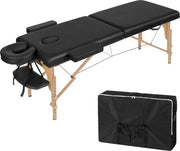 Tavolo massaggiante - Tavolo massaggiante pieghevole - Letto massaggiante - Regolabile in altezza - Supporto cervicale - Bracciere - Borsa di stoccaggio - 185x58,5cm - nero