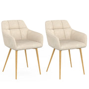 IDMarket - Set di 2 sedie GINA in tessuto cinigliato beige con gambe effetto legno