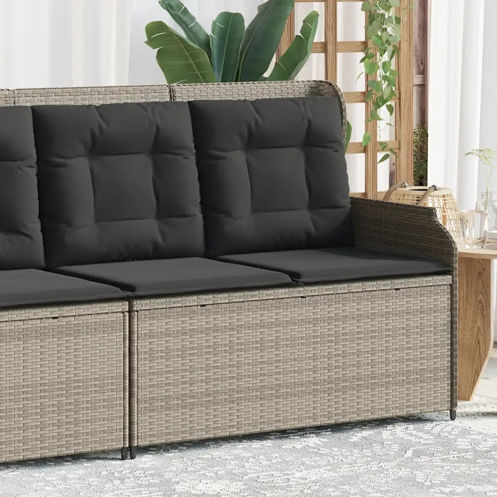 Panca Reclinabile Giardino con Cuscini-Sgabello-Sedia da esterno Grigio Chiaro Polyrattan 211511