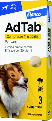 Elanco ANTIPARASSITARIO COMPRESSA MASTICABILE AdTab x cani 22÷45 kg. (cf. 3 compr. da 900 mg)
