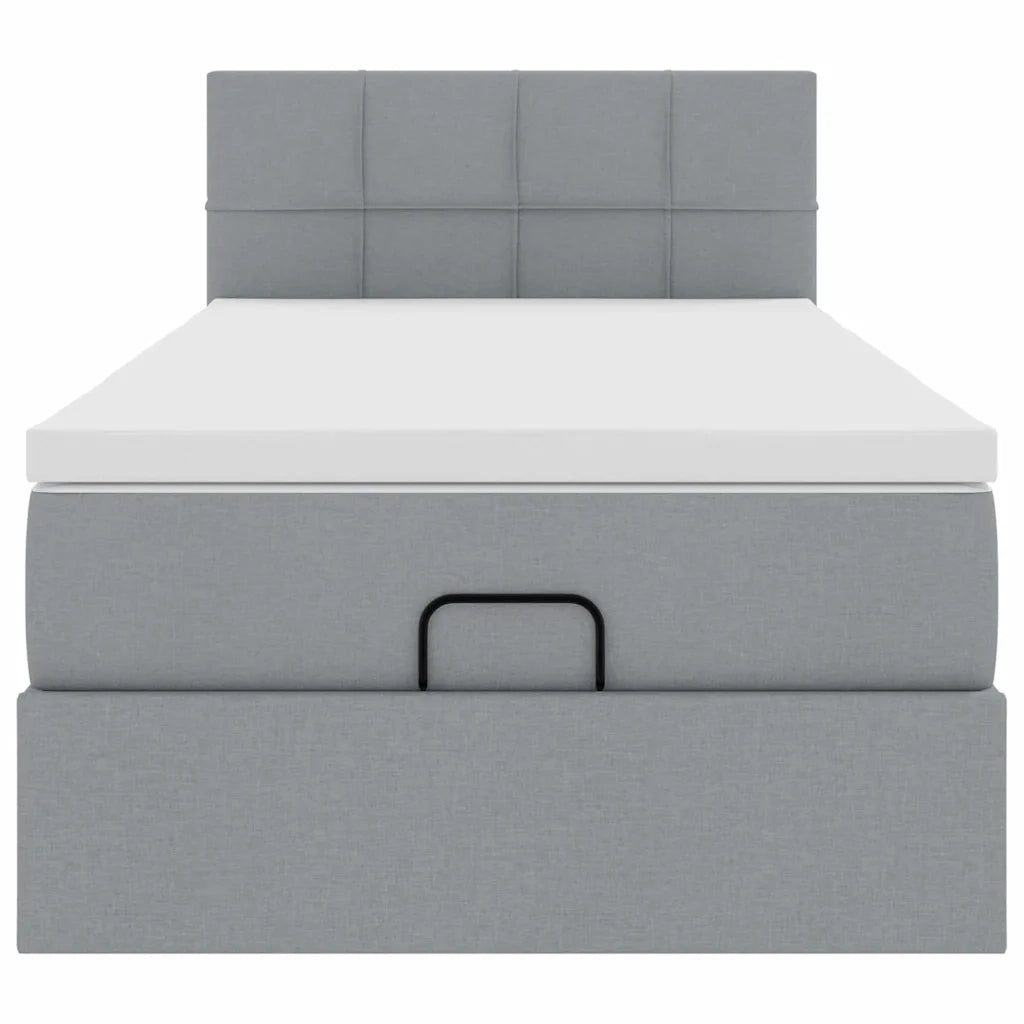 vidaXL Pouf Letto con Materasso Grigio Chiaro 90x200 cm in Tessuto