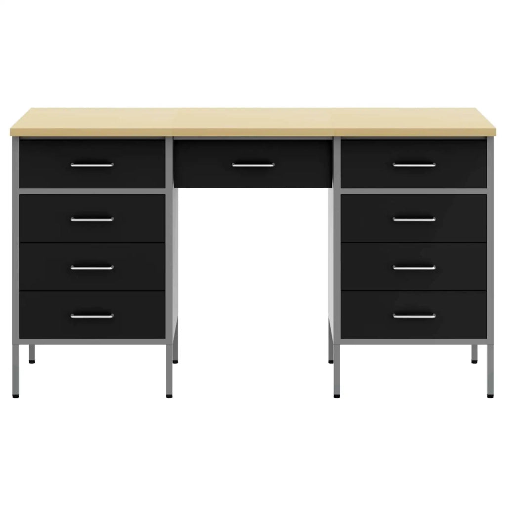 Mobile da lavoro 3 pcs Nero Legno ingegnerizzato e acciaio 3321376