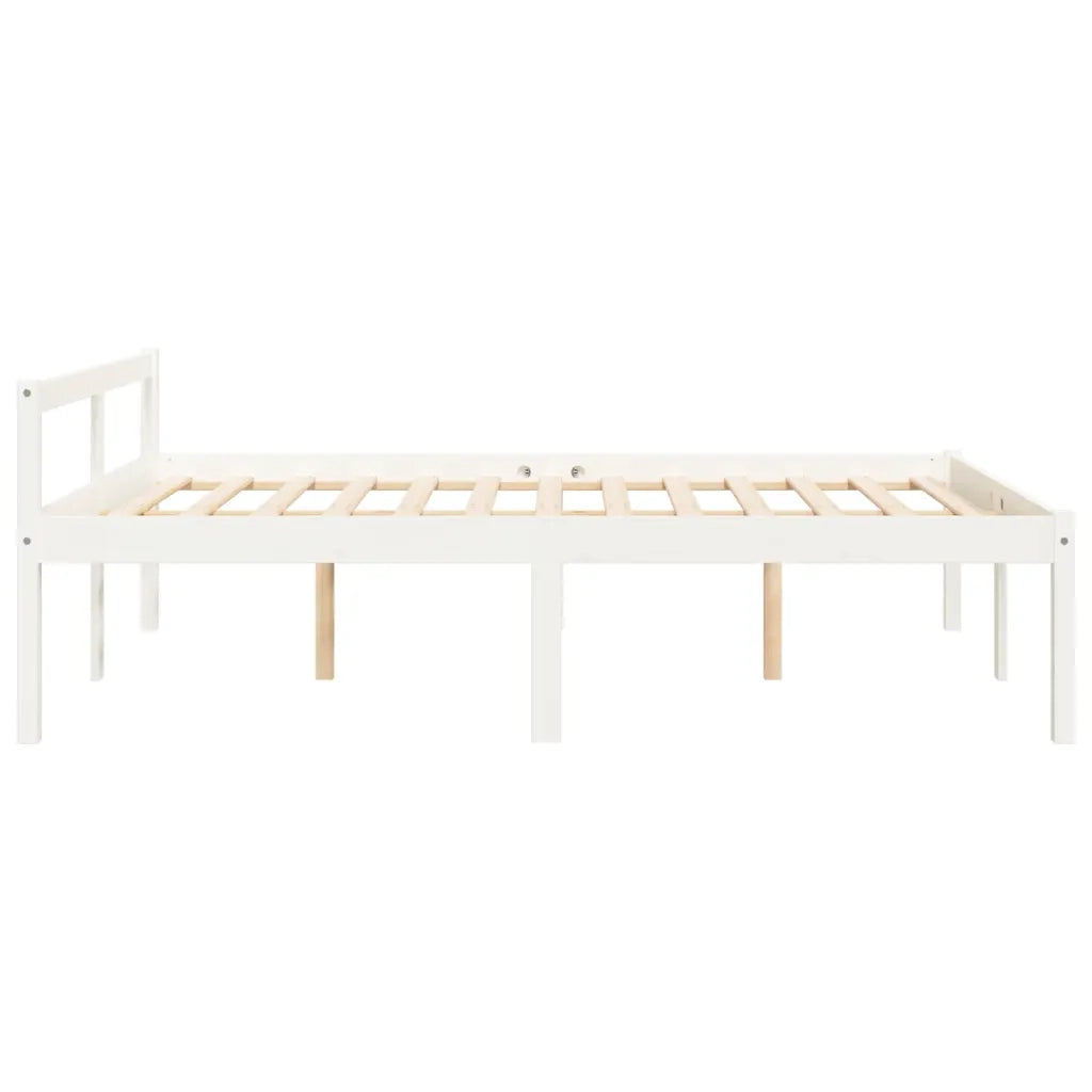 Letto per Anziani Bianco 140x200 cm in Legno Massello di Pino 810615