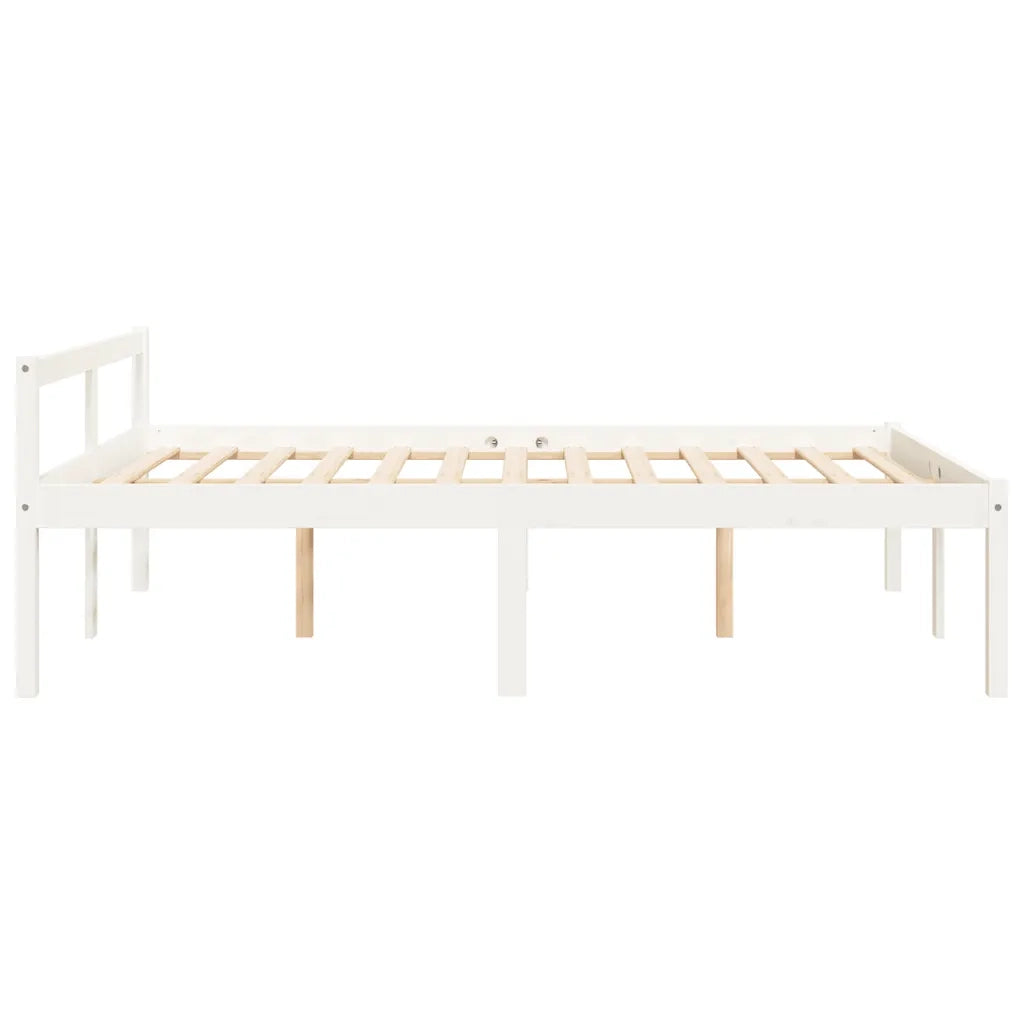 Letto per Anziani Bianco 140x200 cm in Legno Massello di Pino 810615