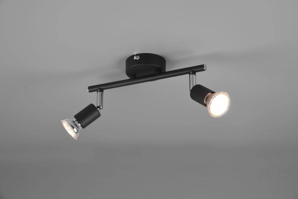 PARIS SENZA LAMPADINA BARRA 2 LUCI NERO ATTACCO GU10 L. 25CM