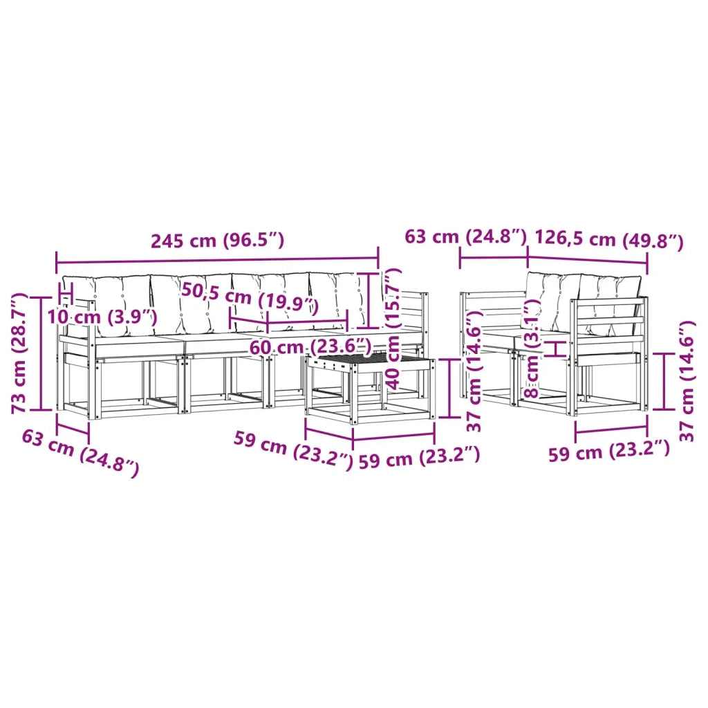 Set di divani da esterno con cuscino 7 pcs Bianco e Beige