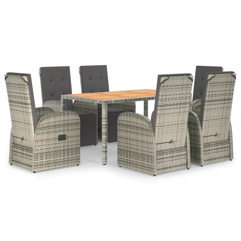 Set da Pranzo da Giardino 7 pz con Cuscini in Polyrattan Grigio 3157594
