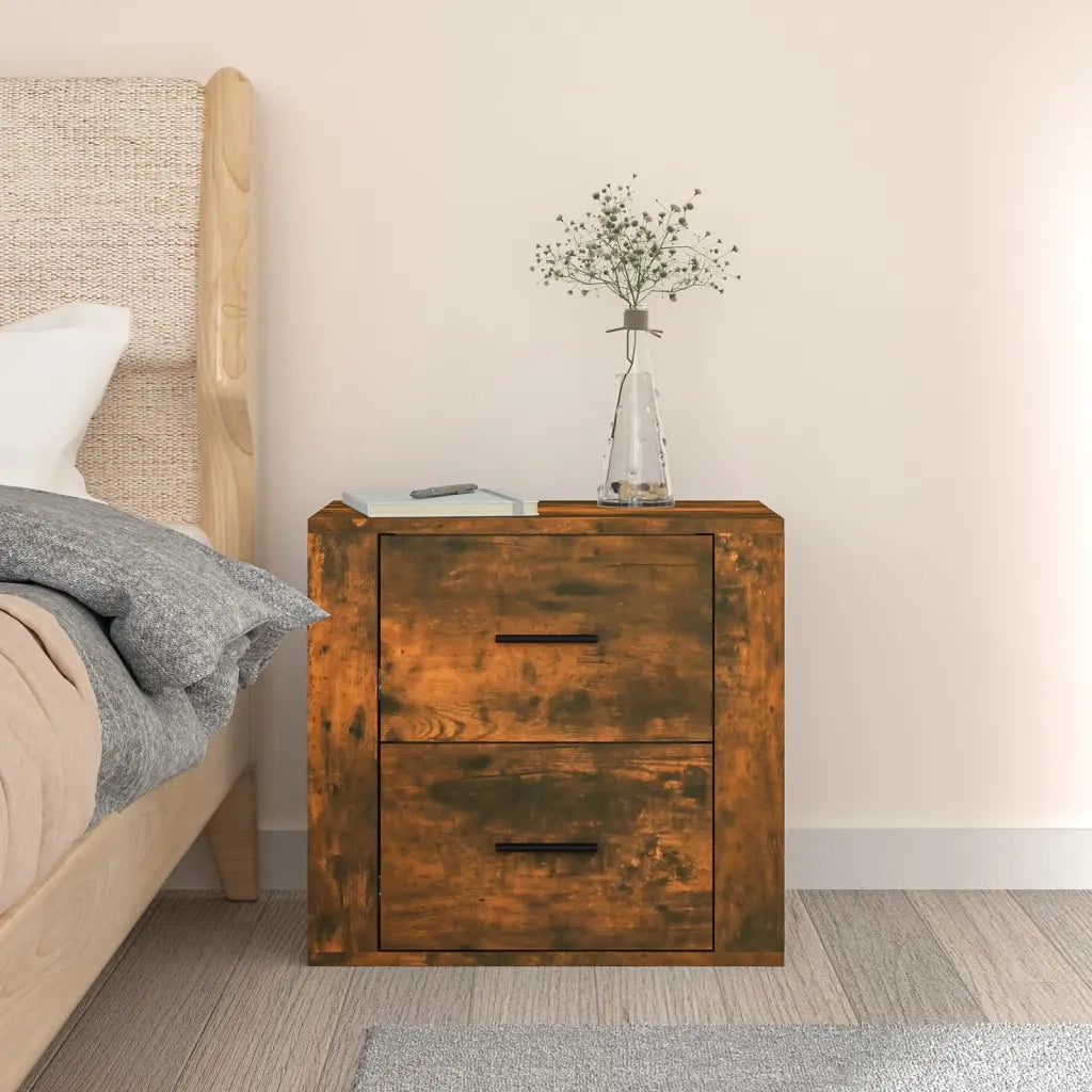 Comodino | Armadio da Notte | Mobiletto da notte a Muro Rovere Fumo 50x36x47 cm