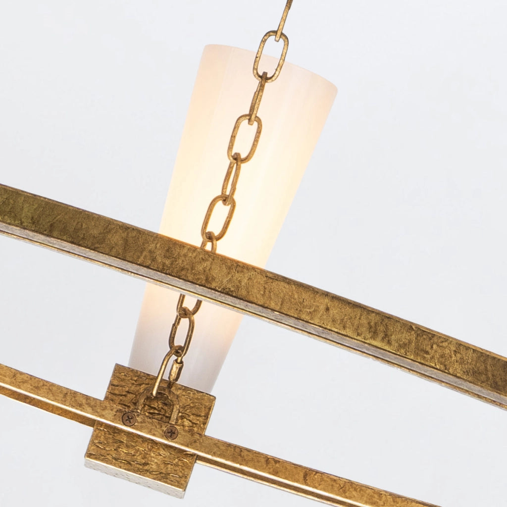 Lampadario Art Déco oro Ø106 opale 5xE27 Elstead Kristy