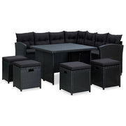 Set di mobili da giardino mobili da esterno 6 pezzi con cuscini resina intrecciata nera 02_0016930