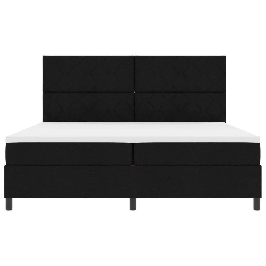 Letto a molle con materasso con led Nero 200 x 200 cm Tessuto