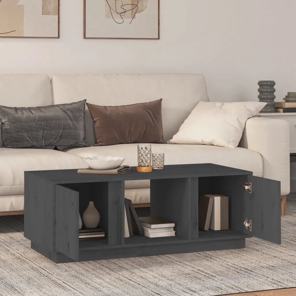 Tavolino da Salotto Grigio 110x50x40 cm Legno Massello di Pino 814426