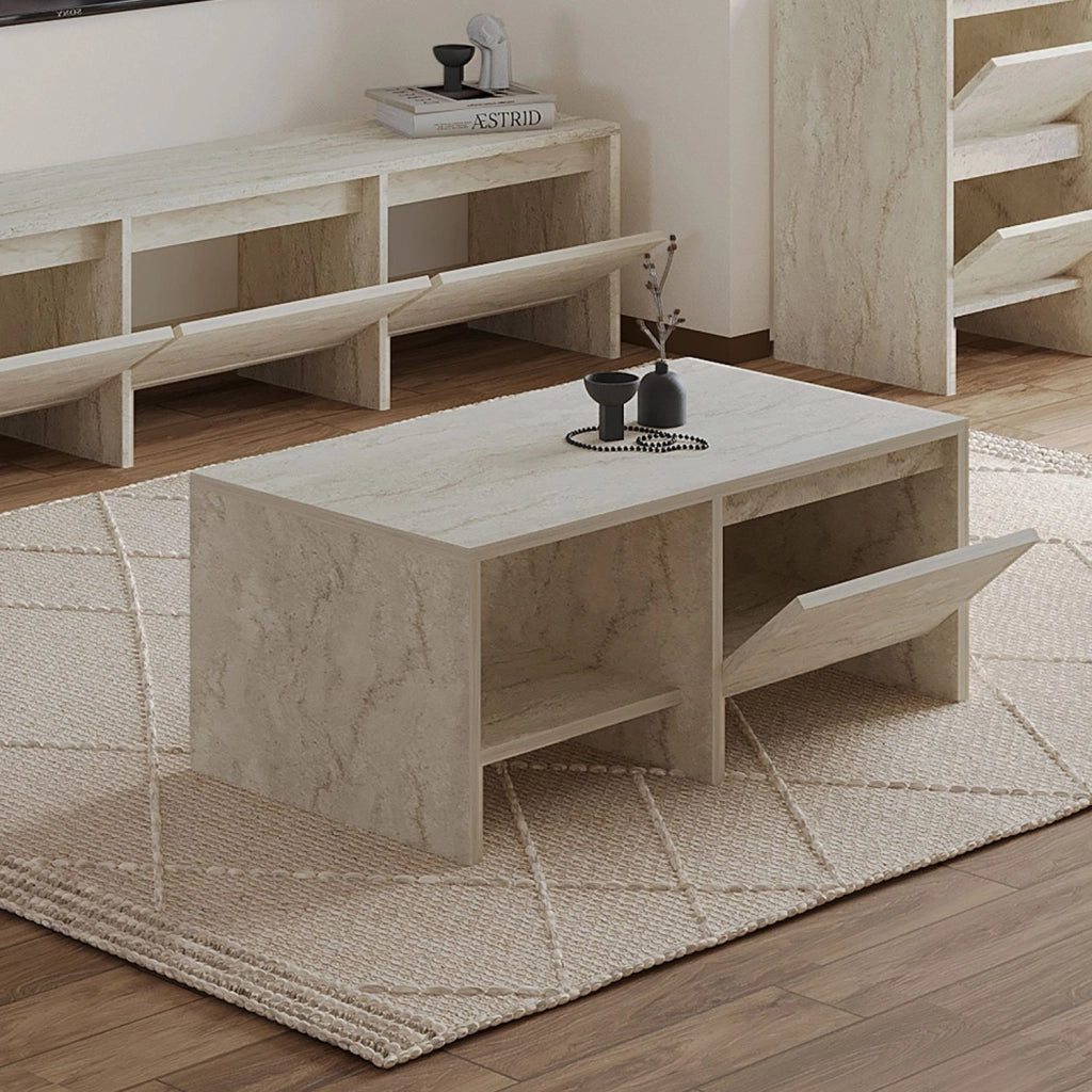 Tavolino in legno "Laris" - 90 x 45 x 35 cm - Travertino