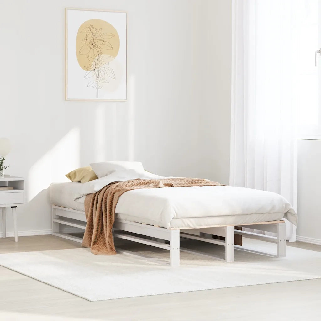 vidaXL Giroletto senza Materasso Bianco 100x200 cm Legno Massello Pino