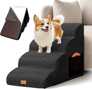 Trappola per cani per piccoli cani, scala a 4 gradini 50 cm alta per cani, trappola per animali con copertura lavabile, trappola per gatti in spugna, ideale per divano, letto, nero