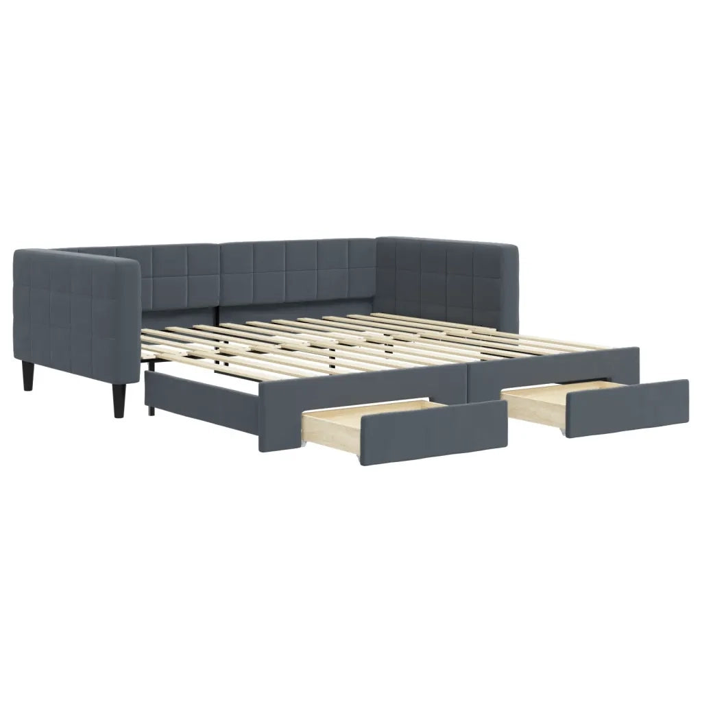 Divano Letto Estraibile Cassetti-Sofa Letto-Daybed Grigio Scuro 100x200cm Velluto 958370