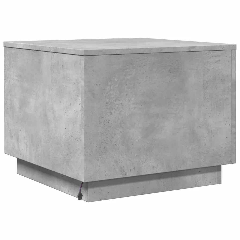 Tavolino da Salotto con Luci LED Grigio Cemento 50x50x40 cm 839871