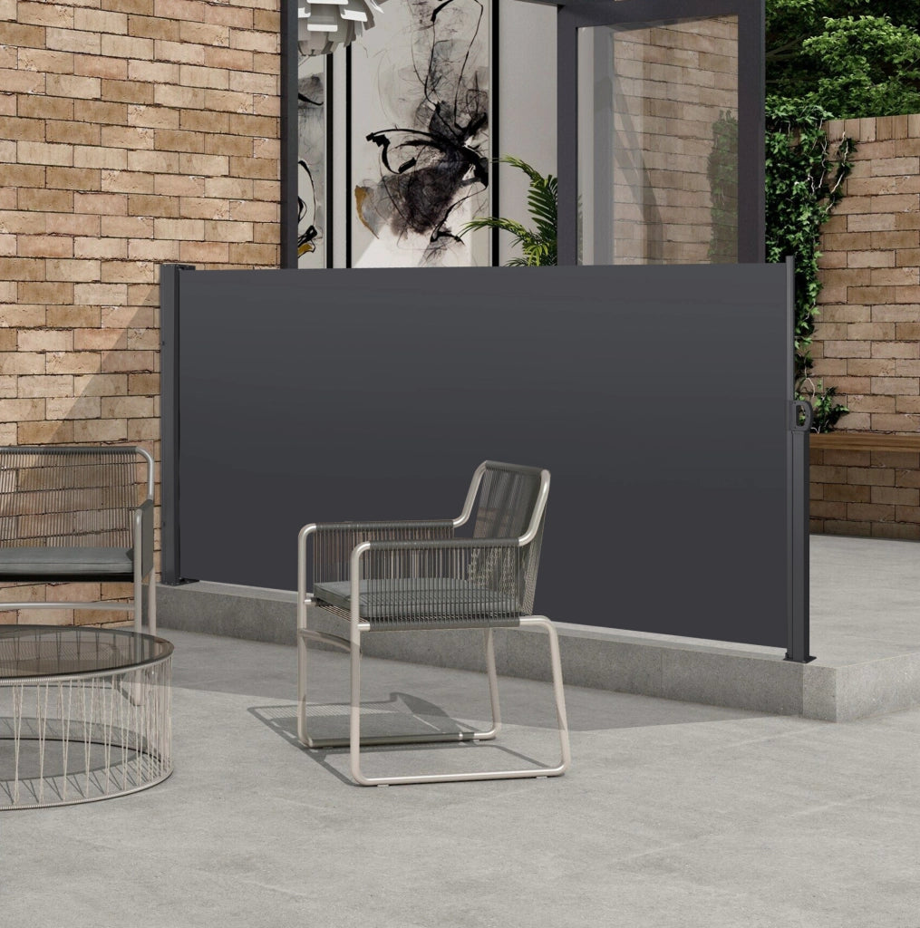 Tenda laterale retrattile frangivista 200x300 cm in poliestere con rivestimento PU; grigio scuro