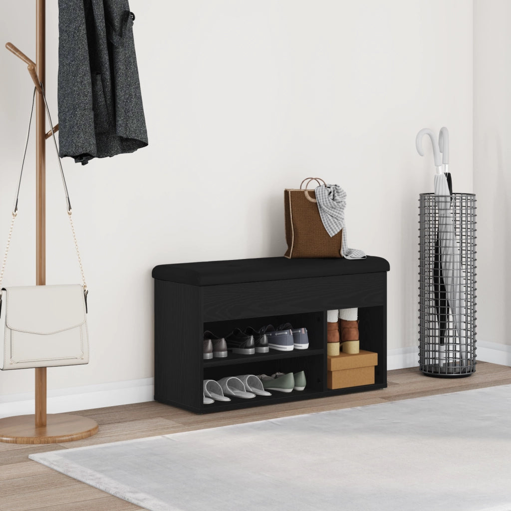 Panchina da stoccaggio  in rovere nero 80x30x45 cm in legno ingegnerizzato