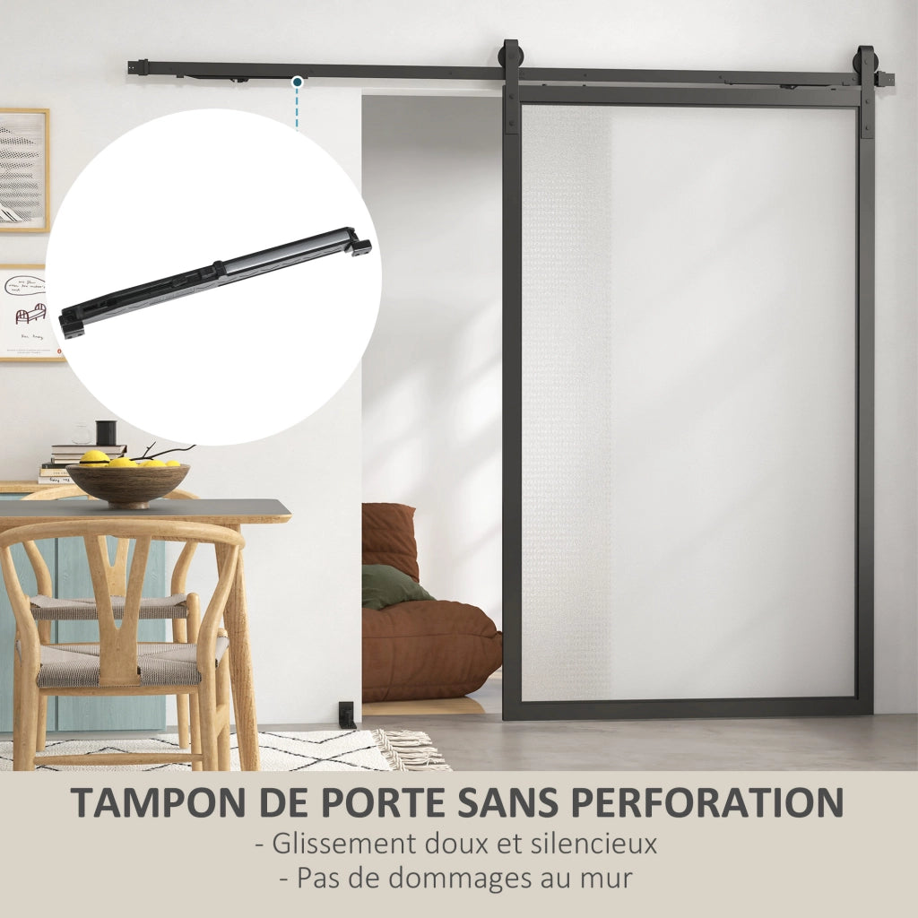 Kit rotaia scorrevole per porta a grana ¨C zephmum ¨C acciaio nero 244 cm