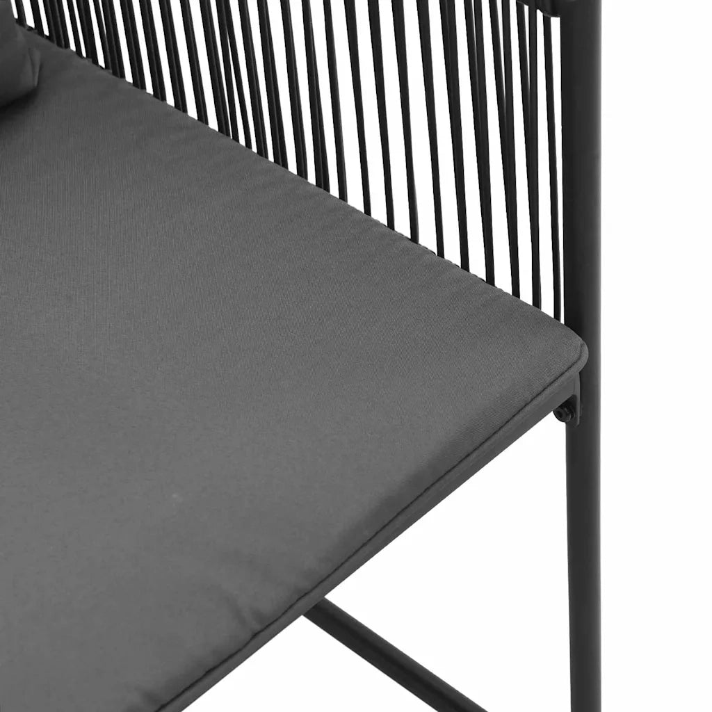 Sedia con cuscino 4 pcs Nero e antracite Rattan in PE 42003027
