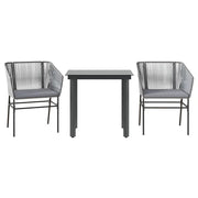Set da Pranzo da Giardino 3 pz | Set Salotto da Giardino con Cuscini in Polyrattan Vetro