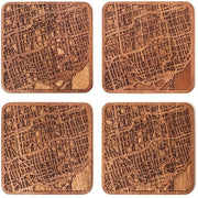 Onderzetters con mappa di città di Toronto, realizzati in Sapele, 4 pezzi, con mappa di città, diverse città disponibili, fatti a mano
